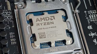 AMD Ryzen 9 9950X in AM5 motherboard socket