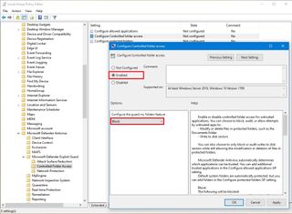 Controlled folder access enable gpedit option