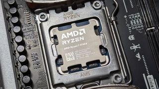 AMD Ryzen 7 9700X processor in motherboard socket